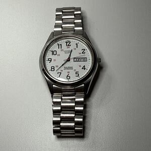 Citizen Quartz Watch WR50 Stainless Steel, White Dial, Engraved “Love Mom & Dad”